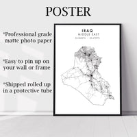 
              Iraq Scandinavian Style Map Print 
            