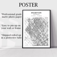 
              Brampton, Ontario Scandinavian Style Map Print 
            