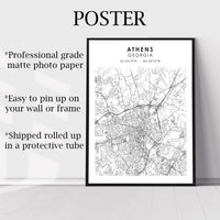 
              Athens, Georgia Scandinavian Map Print 
            