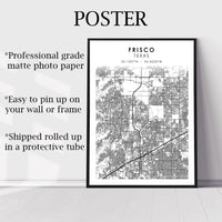 
              Frisco, Texas Scandinavian Map Print 
            