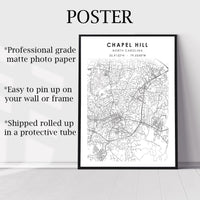 
              Chapel Hill, North Carolina Scandinavian Map Print 
            