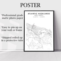 
              Atlantic Highlands, New Jersey Scandinavian Map Print 
            