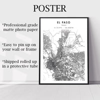 
              El Paso, Texas Scandinavian Map Print 
            