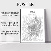 
              Bend, Oregon Scandinavian Map Print 
            