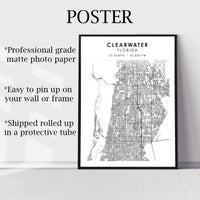 
              Clearwater, Florida Scandinavian Map Print 
            