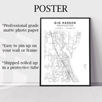 
              Gig Harbor, Washington Scandinavian Map Print 
            