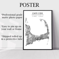 
              Cape Cod, Massachusetts Scandinavian Map Print 
            
