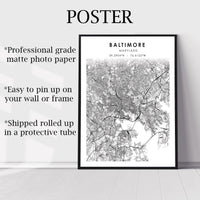 
              Baltimore, Maryland Scandinavian Map Print 
            
