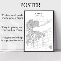 
              Barrie, Ontario Scandinavian Style Map Print 
            