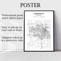 Lawrence, Kansas Scandinavian Map Print 