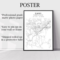 
              Cayey, Puerto Rico Scandinavian Style Map Print 
            