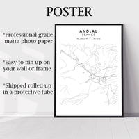 Andlau, France Scandinavian Style Map Print 