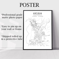 
              Antigua, Guatemala Scandinavian Style Map Print 
            