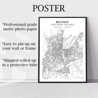 
              Belfast, Northern Ireland Scandinavian Style Map Print 
            