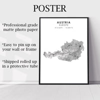 
              Austria, Europe Scandinavian Style Map Print 
            