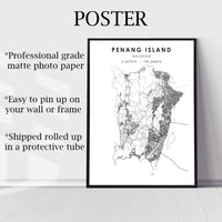 
              Penang island, Malaysia Scandinavian Style Map Print 
            