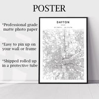 
              Dayton, Ohio Scandinavian Map Print 
            