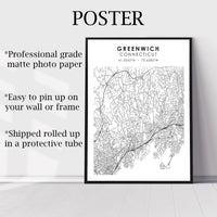 
              Greenwich, Connecticut Scandinavian Map Print 
            