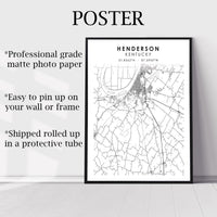 
              Henderson, Kentucky Scandinavian Map Print 
            