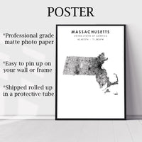 
              Massachusetts, United States Scandinavian Style Map Print 
            
