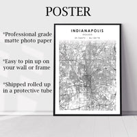 
              Indianapolis, Indiana Scandinavian Map Print 
            