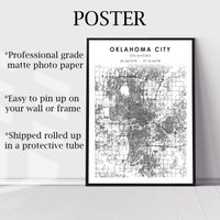 Oklahoma City, Oklahoma Scandinavian Map Print 