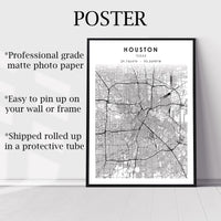 Houston, Texas Scandinavian Map Print 