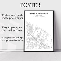 
              Port Monmouth, New Jersey Scandinavian Map Print 
            