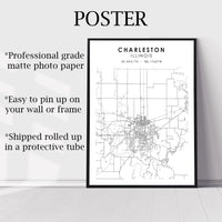 
              Charleston, Illinois Scandinavian Map Print 
            