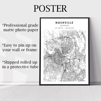 
              Nashville, Tennessee Scandinavian Map Print 
            