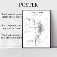 
              Brigham City, Utah Scandinavian Map Print 
            