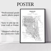 
              Provo, Utah Scandinavian Map Print 
            