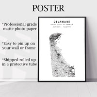 
              Delaware, United States Scandinavian Style Map Print 
            
