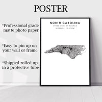 
              North Carolina, United States Scandinavian Style Map Print 
            
