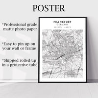 Frankfurt, Germany Scandinavian Style Map Print 