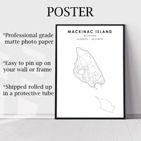 Mackinac Island, Michigan Scandinavian Map Print 