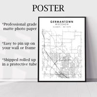 
              Germantown, Wisconsin Scandinavian Map Print 
            