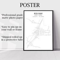 
              Bolivar, New York Scandinavian Map Print 
            