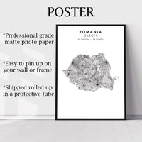 Romania Scandinavian Style Map Print 