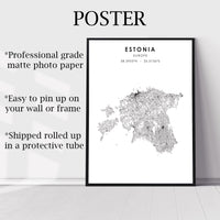 
              Estonia Scandinavian Style Map Print 
            