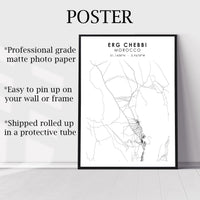 
              Erg Chebbi, Morocco Scandinavian Style Map Print 
            
