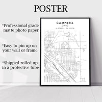 
              Campbell, Ohio Scandinavian Map Print 
            
