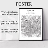 
              Munich, Germany Scandinavian Style Map Print 
            