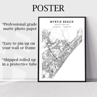 
              Myrtle Beach, South Carolina Scandinavian Map Print 
            