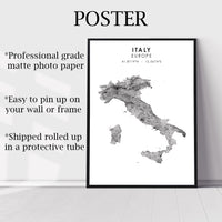 
              Italy Scandinavian Style Map Print 
            