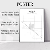 
              Anton, Texas Scandinavian Map Print 
            