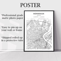 Bordeaux, France Scandinavian Style Map Print 