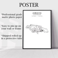 
              Jamaica Scandinavian Style Map Print 
            