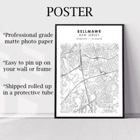 
              Bellmawr, New Jersey Scandinavian Map Print 
            