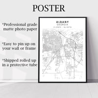 
              Albany, Georgia Scandinavian Map Print 
            